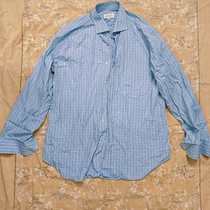 Oversized Checked Blue Collar Shirt