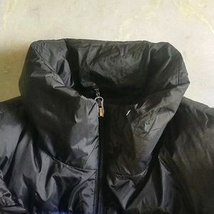 Blue Puffer Jacket Branded Black And Logo