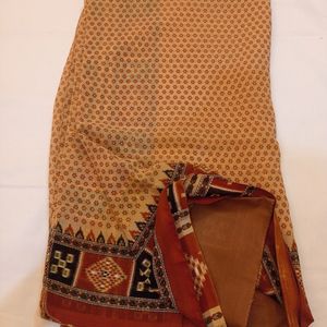 Synthetic Saree With Stitched Paticoat And Blouse