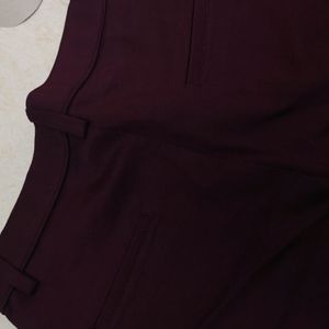 Burgundy Formal Pants For Women