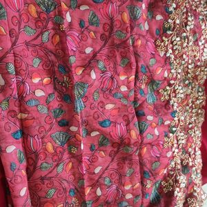 Kalamkari Organza Cut Work Duppata