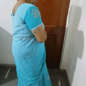 Blue Saree Designer With Stones