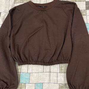 A brown cropped sweatshirt