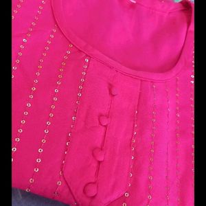 Beautiful Sequence Rayon Pink Kurti