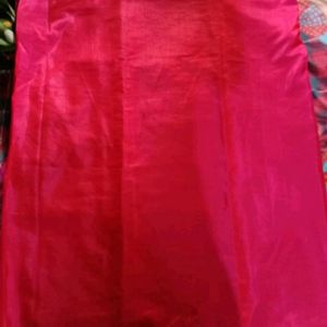 Beautiful Bright Red Colour Saree With Blouse