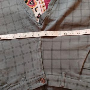 Mens Checked Chinos Grey, SIZE-28