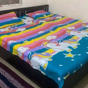 Unicorn Double Bedsheet With Pillow Covers