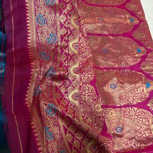 Blue And Pink Saree For Weeding