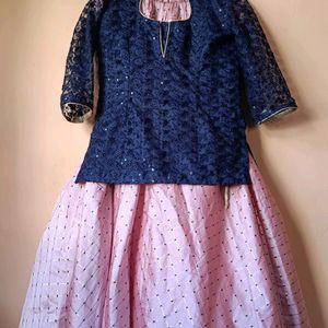 Pink Lengha With Neavy Blue Top 💙