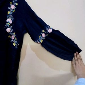 Embroidered Navy Blue Tunic