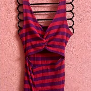 Purple And Fuschia Pink Ribbed Dress