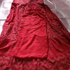 New Anarkali Kurta Set Red Colour