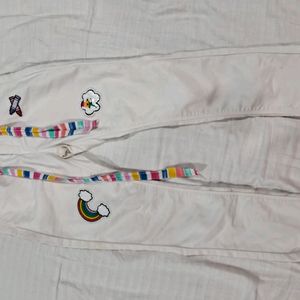 White Jeans For Girls With Colourful Belt