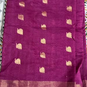 Used Chanderi Cotton Saree for Sale with blouse