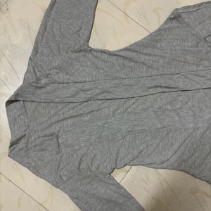 Grey Full Sleeve Jacket Top