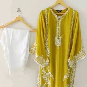 Beautiful Yellow Kurtha And Pant Set