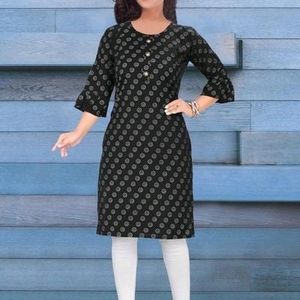 🦋✨️Clearance Sale🫶🏻  Straight Kurti ( BLACK ⚫️)