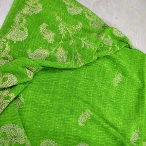 Parrot Green Glitter Saree