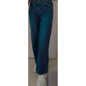 Blue High Rise Wide Leg Jeans