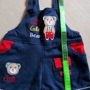 Cute Bear Sleeveless Short Romper With Pockets For Baby's( Dark Navy Blue Colour)