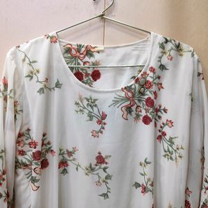 Pretty White Floral Printed Top (Women)