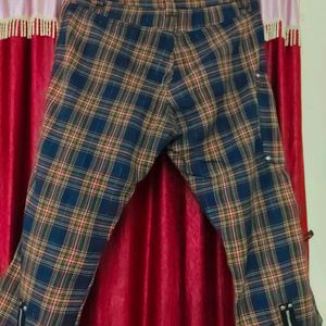 Navy Blue Capri With Multi Colour checks