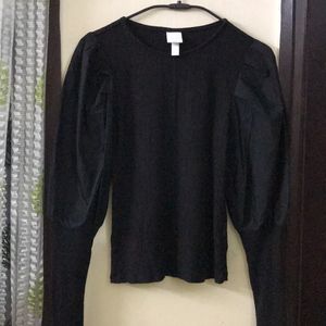 H&M Ribbed Top With Puff Sleeve Bust 36