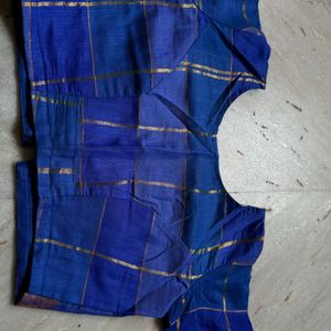 Royal Blue Cotton Silk Checked Design Saree