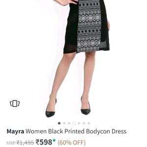 Mayra Unused Balck Printed Dress