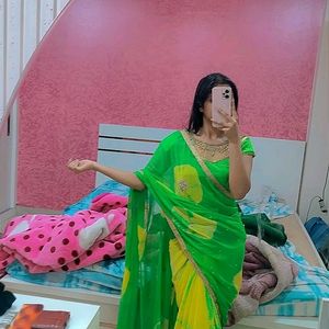 Pure Chiffon Green Heavy Saree