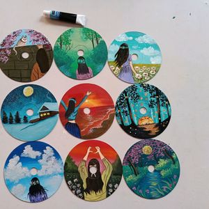 Aesthetic Handpainted CD Art/ Painting