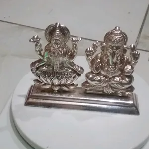 Maa Lakshmi And Ganesh Ji Pure Silver Idol