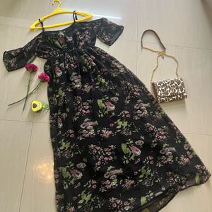 Femmella Black Floral Maxi Dress