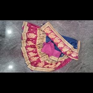 Saree Of Beautiful Stone Work And Stitched Blouse