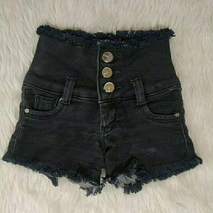 Girls Black Cotton Shorts | Waist 18 | Length 8