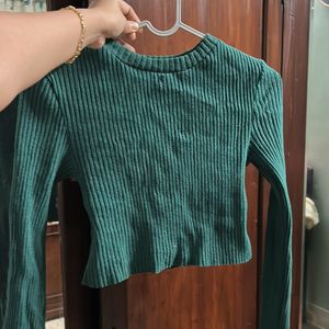 Bottle Green Sweat Croptop From Zara