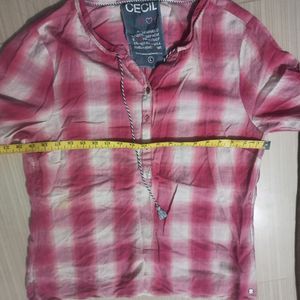 Pink Checks Cotton  Shirt