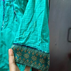 Sea Green Side Open Kurti