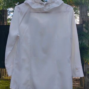 White Elegant Ruffle Shirt