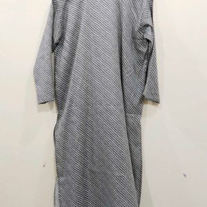 Totally New Pluss Size Grey Striped Kurta