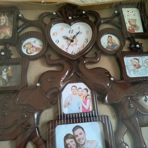 Family Photo Frame With Clock Wall Hanging