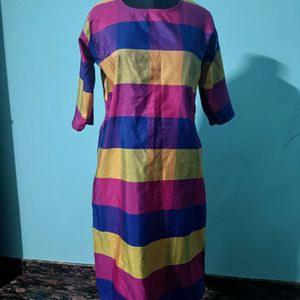 Multicolour Poly Silk Kurta