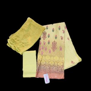 Sequins Chikankari Work Dress Material