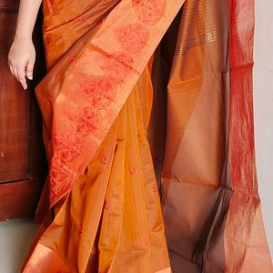 Beautiful Dual Shade embroidery function Saree