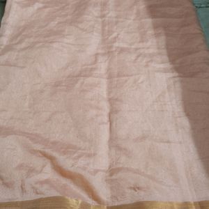 Peach Colour Saree (Unstitched Blouse)