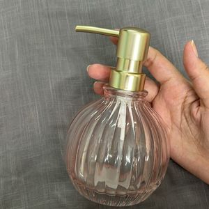 Pink Striped Glass Soap Dispenser 320ml