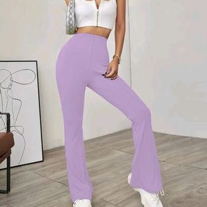 Women Polyester Blend Solid Trousers