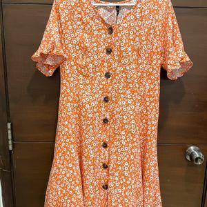 Orange Floral Summer Dress