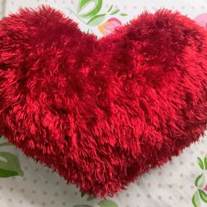 Heart Shaped Red Fur Pillow