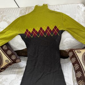 KOREAN STYLE HIGH NECK SWEATER DRESS